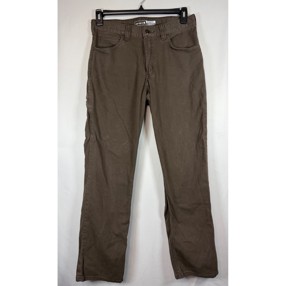 Carhartt Mens Relaxed Fit Canvas Work Pants Brown 32x32 Utility Carpenter Pants